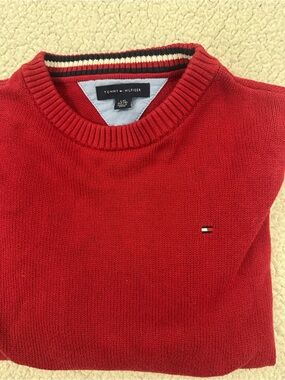 Tommy Hilfiger kid’s 3/$30  100% cotton Red Crewneck Sweater with Signature Flag